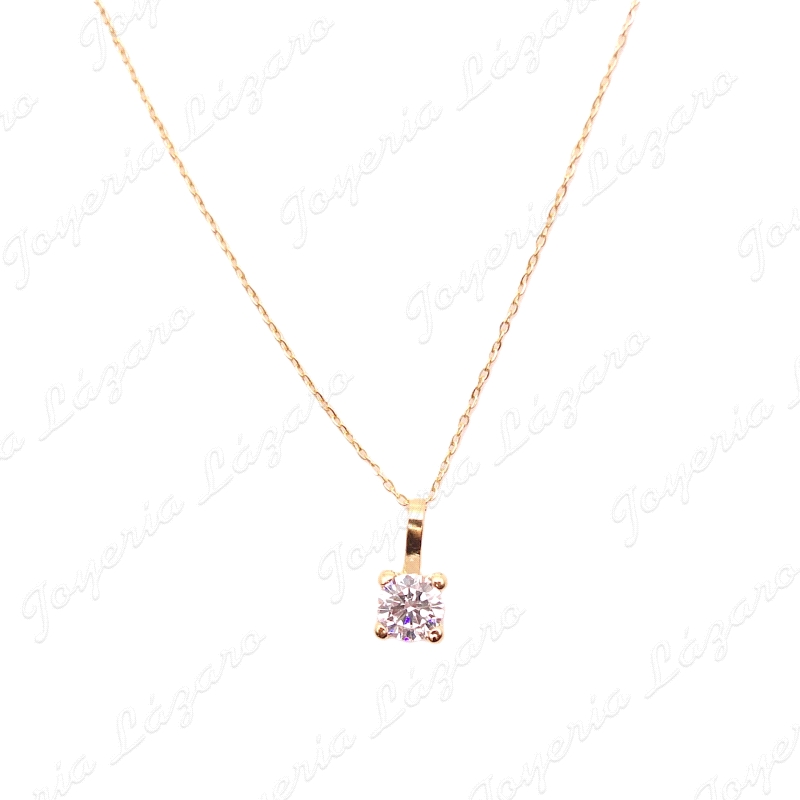 GARGANTILLA ORO 18 KTS LIGERA  +COLGANTE CIRCONITA 4MM 4 GARRAS CON AS