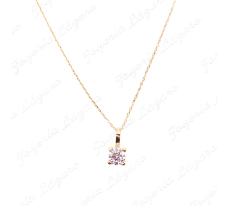 GARGANTILLA ORO 18 KTS LIGERA  +COLGANTE CIRCONITA 4MM 4 GARRAS CON AS