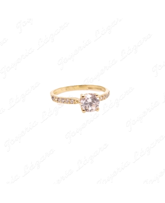 SORTIJA ORO 18 KTS SOLITARIO CIRCO 4 GARRAS+MICROCIRCO EN BRAZOS