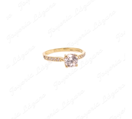 SORTIJA ORO 18 KTS SOLITARIO CIRCO 4 GARRAS+MICROCIRCO EN BRAZOS