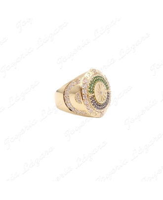 SORTIJA ORO 9 KTS SELLO RUEDA GITANA CIRCONITAS COLOR                                               