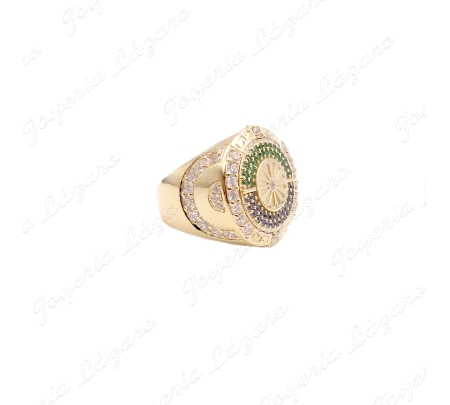 SORTIJA ORO 9 KTS SELLO RUEDA GITANA CIRCONITAS COLOR                                               