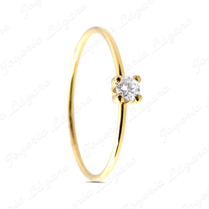 SORTIJA ORO 18 KTS SOLITARIO  HILO CIRCONITA 4 GARRAS                                               
