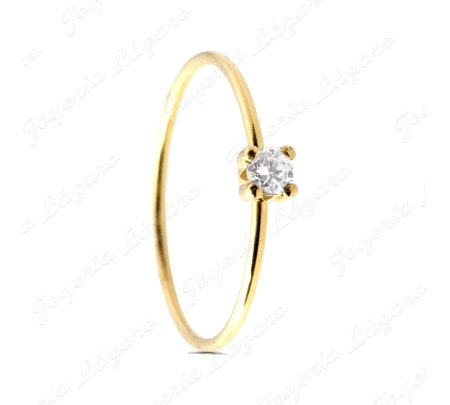 SORTIJA ORO 18 KTS SOLITARIO  HILO CIRCONITA 4 GARRAS                                               