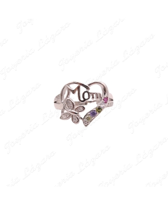 SORTIJA PLATA CORAZON MOM COLOR                                                                     