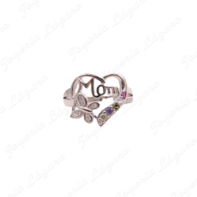 SORTIJA PLATA CORAZON MOM COLOR                                                                     