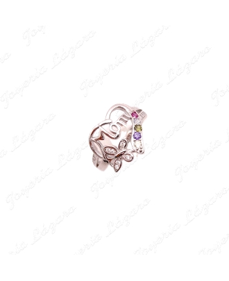 SORTIJA PLATA CORAZON MOM COLOR                                                                     