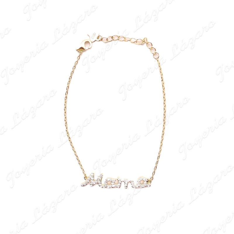 PULSERA PLATA NOMBRE MAM CIRCONITAS CHAPADA                                                         