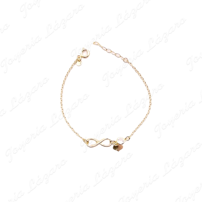 PULSERA PLATA INFINITO+CORAZON+CIRCO CERCO RODIO/CHAPADO                                            
