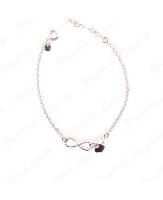 PULSERA PLATA INFINITO+CORAZON+CIRCO CERCO RODIO/CHAPADO