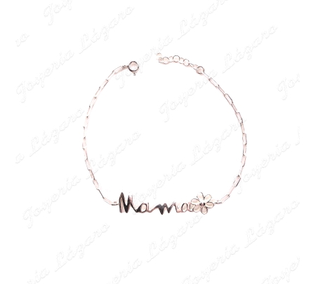 PULSERA PLATA  NOMBRE MAMA + CADENITA                                                               