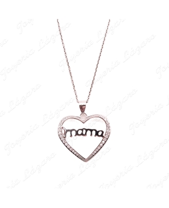 GARGANTILLA PLATA MAMA CORAZON CERCO CIRCONITAS                                                     