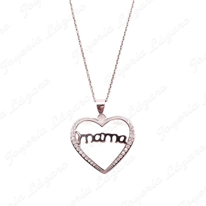 GARGANTILLA PLATA MAMA CORAZON CERCO CIRCONITAS                                                     