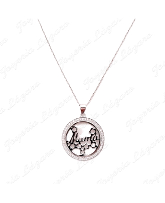 GARGANTILLA PLATA CIRCULO CIRCONITAS MAMA FLORES CALADAS                                            
