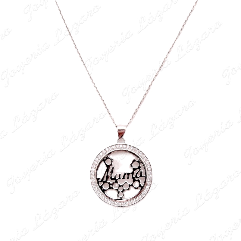 GARGANTILLA PLATA CIRCULO CIRCONITAS MAMA FLORES CALADAS                                            