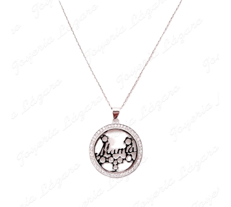 GARGANTILLA PLATA CIRCULO CIRCONITAS MAMA FLORES CALADAS