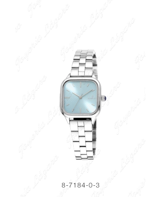 NOWLEY RELOJ CHIC ACERO ESFERA CUADRADA FONDO CELESTE                                               
