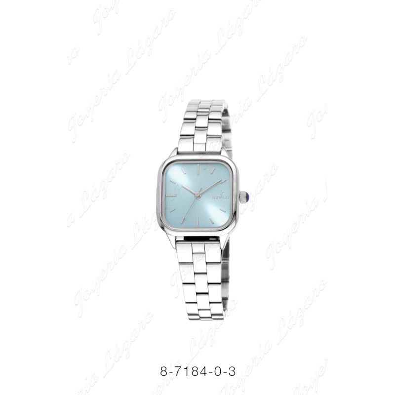 NOWLEY RELOJ CHIC ACERO ESFERA CUADRADA FONDO CELESTE                                               