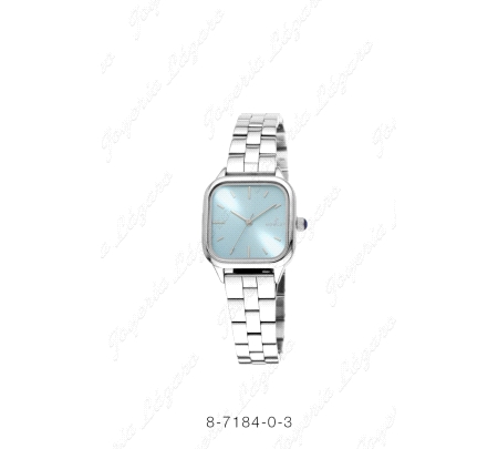 NOWLEY RELOJ CHIC ACERO ESFERA CUADRADA FONDO CELESTE                                               