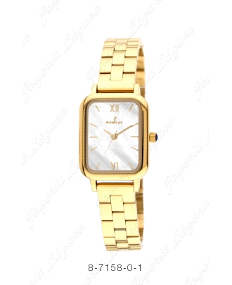 NOWLEY RELOJ CHIC ACERO DORADO SEÑORA ESFERA CUADRADA FONDO BLANCO                                  