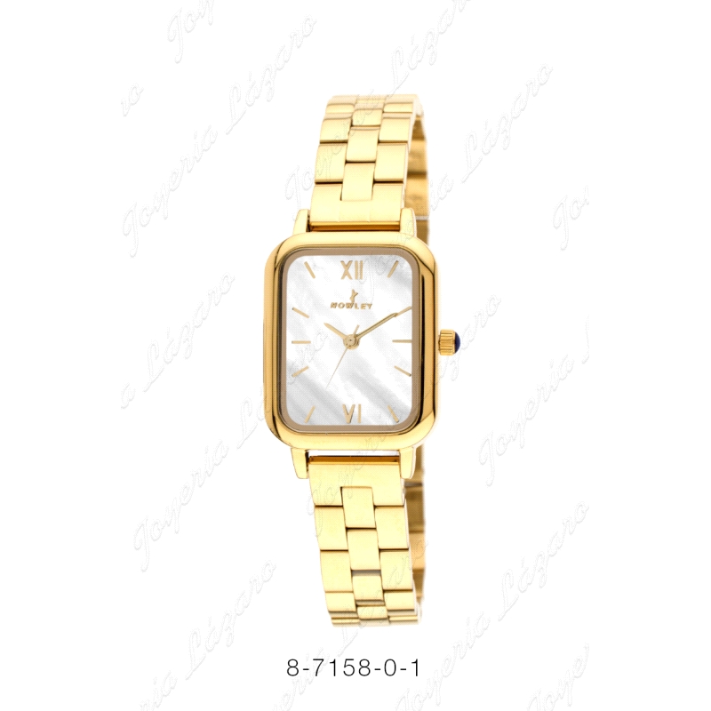 NOWLEY RELOJ CHIC ACERO DORADO SEÑORA ESFERA CUADRADA FONDO BLANCO                                  