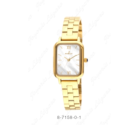 NOWLEY RELOJ CHIC ACERO DORADO SEÑORA ESFERA CUADRADA FONDO BLANCO                                  