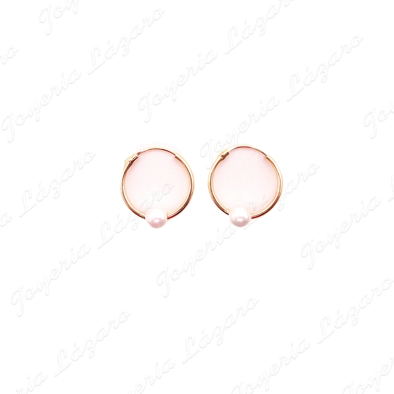 PEND. AROS ORO 18 KTS CON PERLA PASADA 1X12
