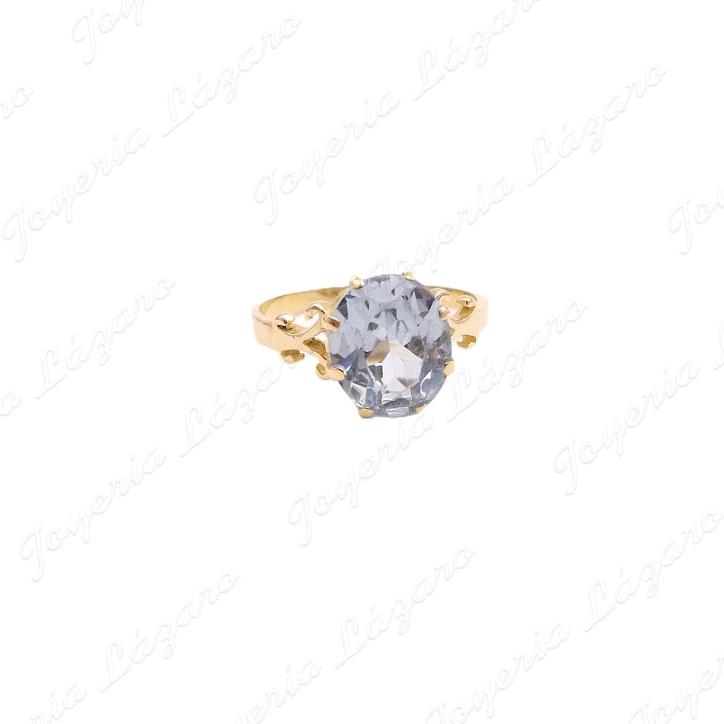 SORTIJA ORO 18KT OCASION PIEDRA AGUAMARINA OVALADA 8 GARRAS                                         