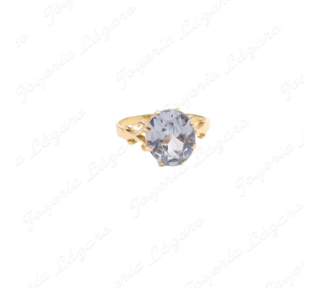 SORTIJA ORO 18KT OCASION PIEDRA AGUAMARINA OVALADA 8 GARRAS                                         
