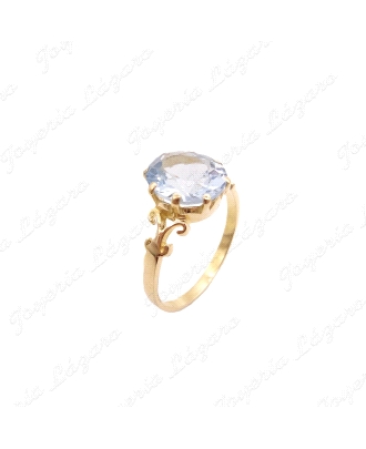 SORTIJA ORO 18KT OCASION PIEDRA AGUAMARINA OVALADA 8 GARRAS