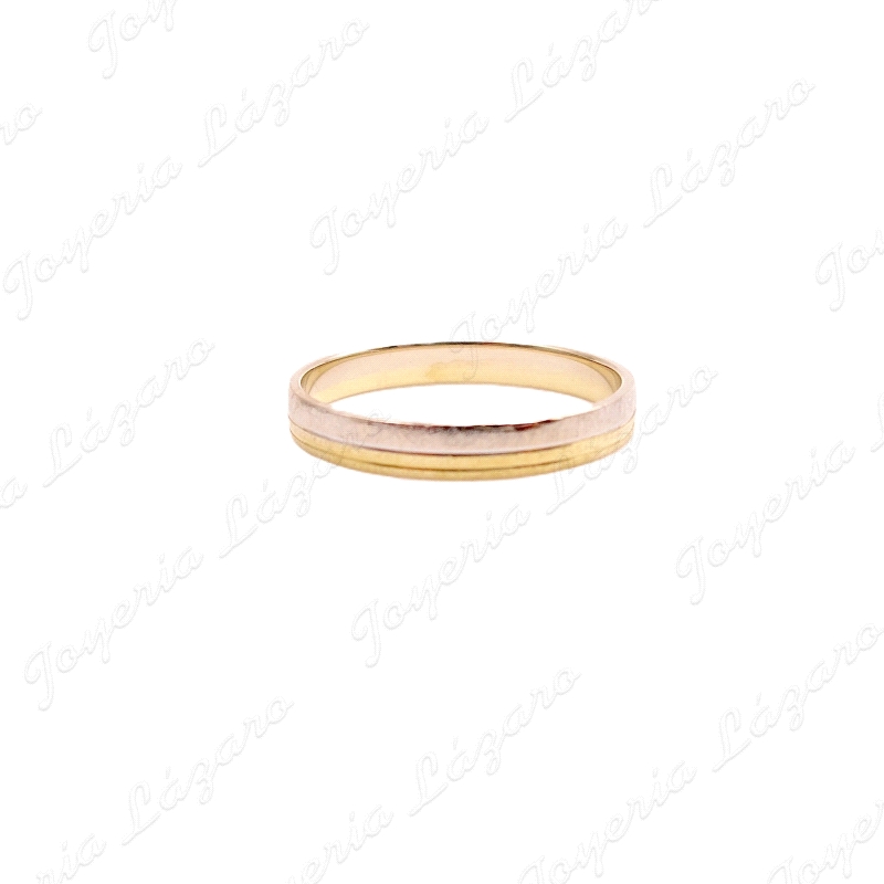 ALIANZA ORO 18KT OCASION BICOLOR BLANCO MATE ,AM,2RAYAS                                             