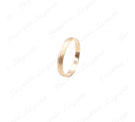 ALIANZA ORO 18KT OCASION BICOLOR BLANCO MATE ,AM,2RAYAS