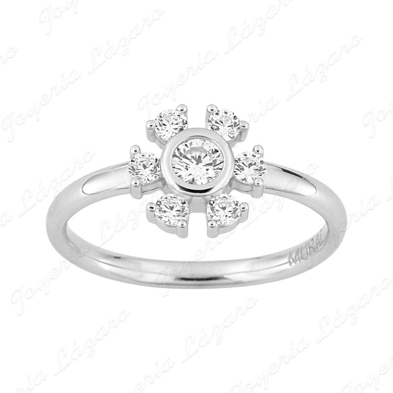 SORTIJA PLATA MURAT FLOR 6 HOJAS CIRCONITAS                                                         