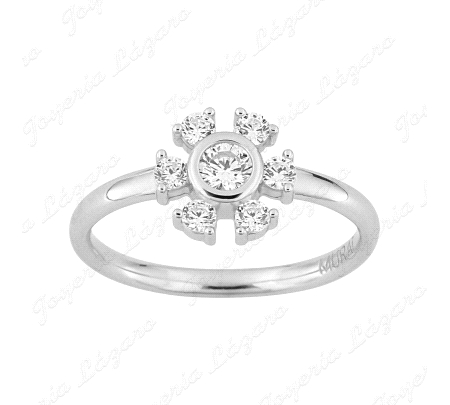 SORTIJA PLATA MURAT FLOR 6 HOJAS CIRCONITAS