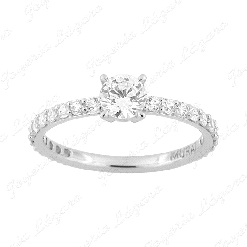 SORTIJA PLATA MURAT CIRCONITA 4 GARRAS MICROCIRCO EN BRAZOS                                         