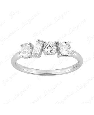 SORTIJA PLATA MURAT 3 CIRCONITAS 4 GARRAS+1 BAGUETTE                                                