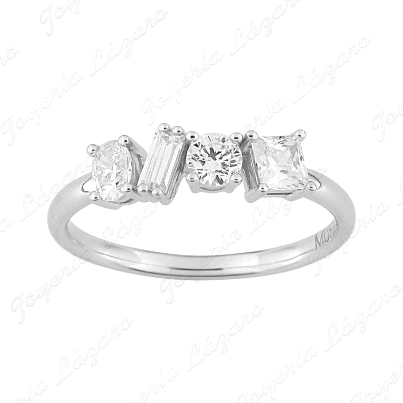 SORTIJA PLATA MURAT 3 CIRCONITAS 4 GARRAS+1 BAGUETTE                                                