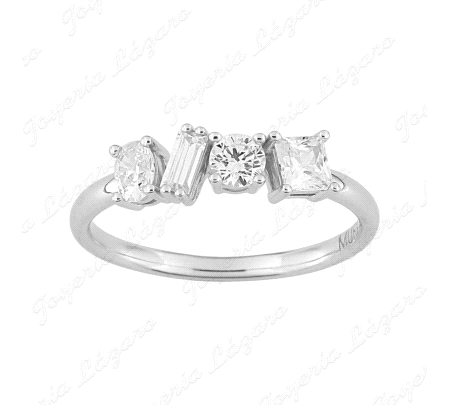 SORTIJA PLATA MURAT 3 CIRCONITAS 4 GARRAS+1 BAGUETTE