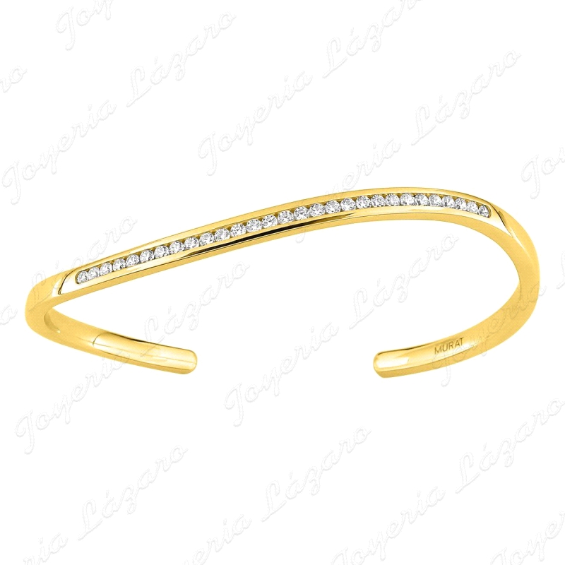 PULSERA 1/2 CAÑA PLATA CHAPADA MURAT CIRCONITAS CARRIL, ABIERTA                                     
