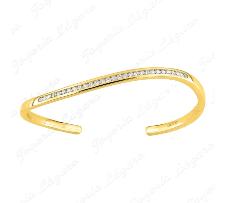PULSERA 1/2 CAÑA PLATA CHAPADA MURAT CIRCONITAS CARRIL, ABIERTA                                     