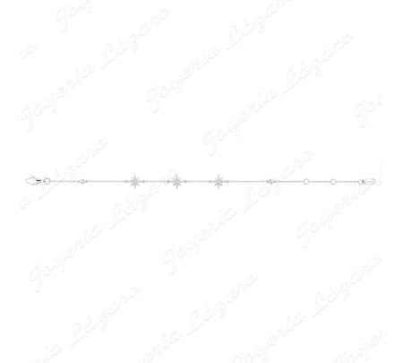 PULSERA PLATA MURAT 3 ESTRELLITAS / COPITO DE NIEVE CIRCONITAS                                      