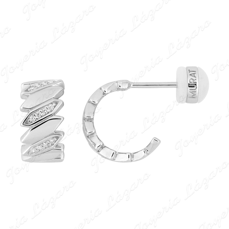 PEND. 1/2 AROS PLATA MURAT BANDAS PICOS LISA+MICROCIRCO ALTERNAS                                    