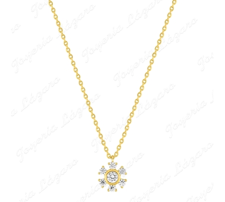 GARGANTILLA PLATA CHAPADA MURAT,FLOR 6 PETALOS CIRCONITAS