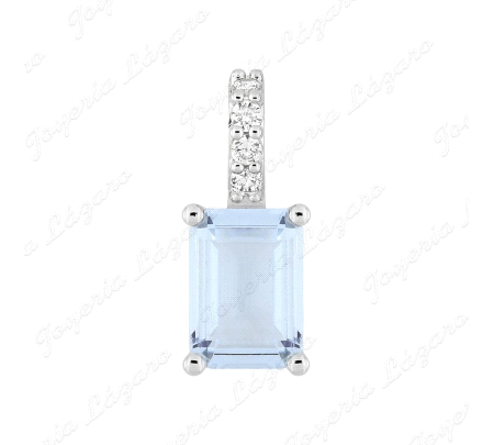 COLGANTE PLATA MURAT CIRCONITA AGUAMARINA RECTANGULAR