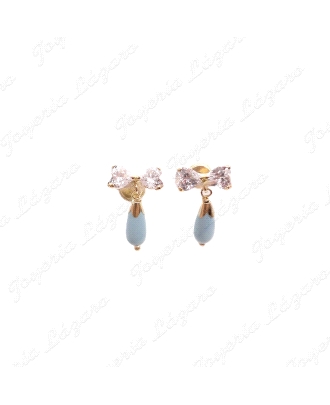 PEND. TORN. ORO 18 KTS LAZO 2 CORAZONES 4X4MM PERITA TURQUESA                                       