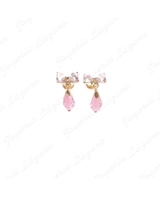PEND. TORN. ORO 18 KTS LAZO 2 DOS CORZONES 4X4MM PERITA ROSA                                        