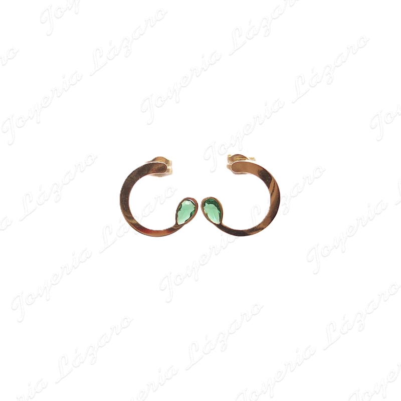 PEND. ORO 18 KTS MEDI CIRCULO 12MM PIEDRA NANO ESMERALDA                                            