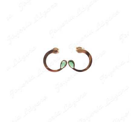 PEND. ORO 18 KTS MEDI CIRCULO 12MM PIEDRA NANO ESMERALDA                                            
