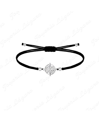 PULSERA ACERO HILO NEGRO ROSA DE LOS VIENTOS                                                        
