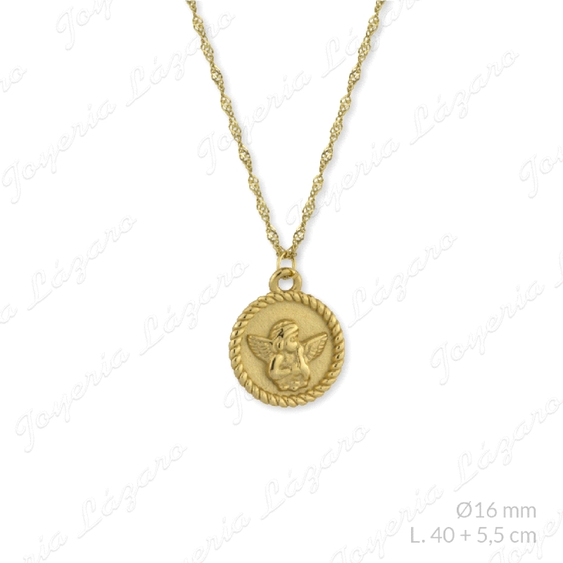 GARGANTILLA ACERO            DORADO MEDALLA ANGELITO 16MM.L.40+5.5CM                                